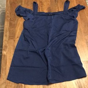 Navy Maternity Cold Shoulder Top